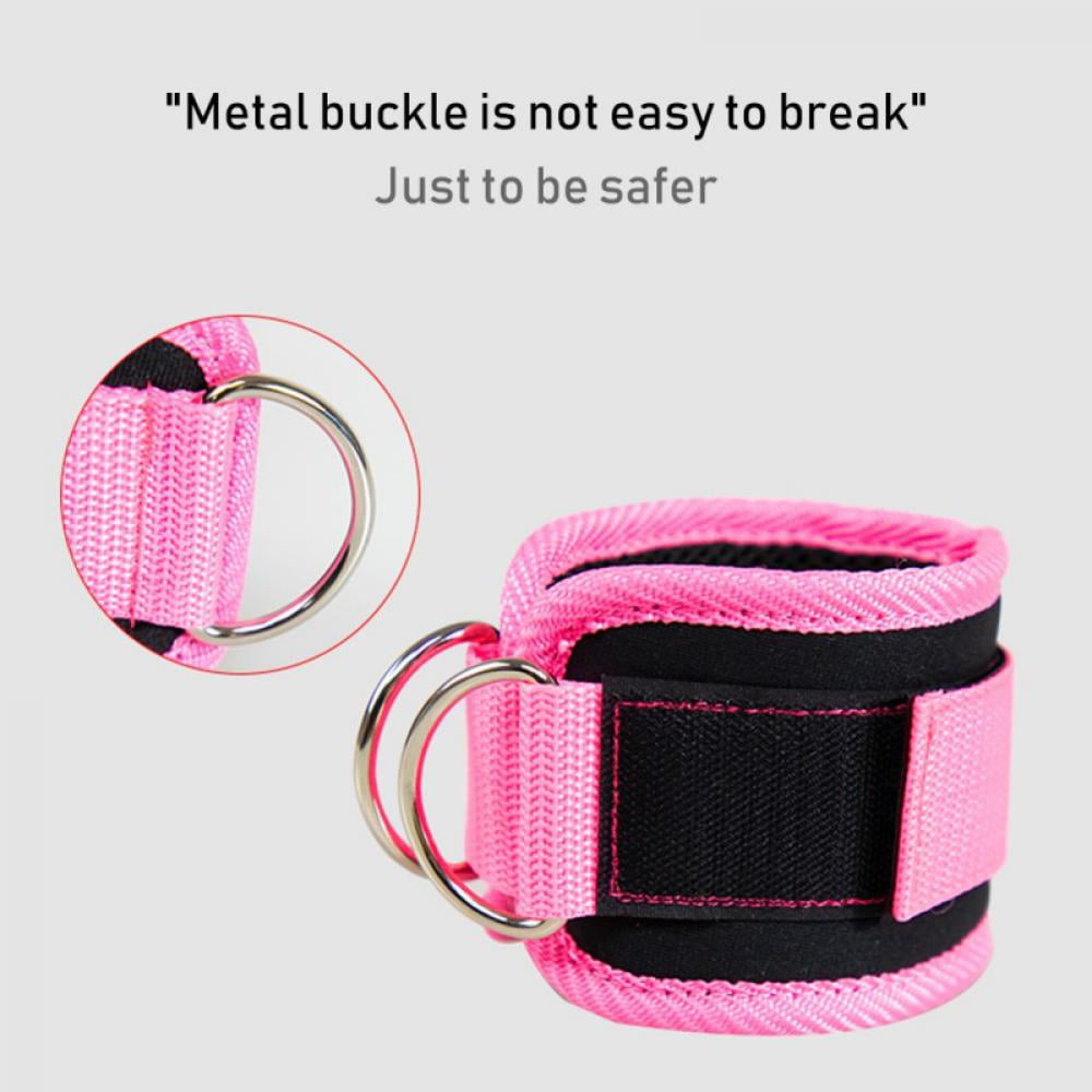 2Pcs Ankle Strap for Cable Machines - Padded Gym Cuff for Glute Workouts, Leg Extensions, and Hip Abductors (Pink)