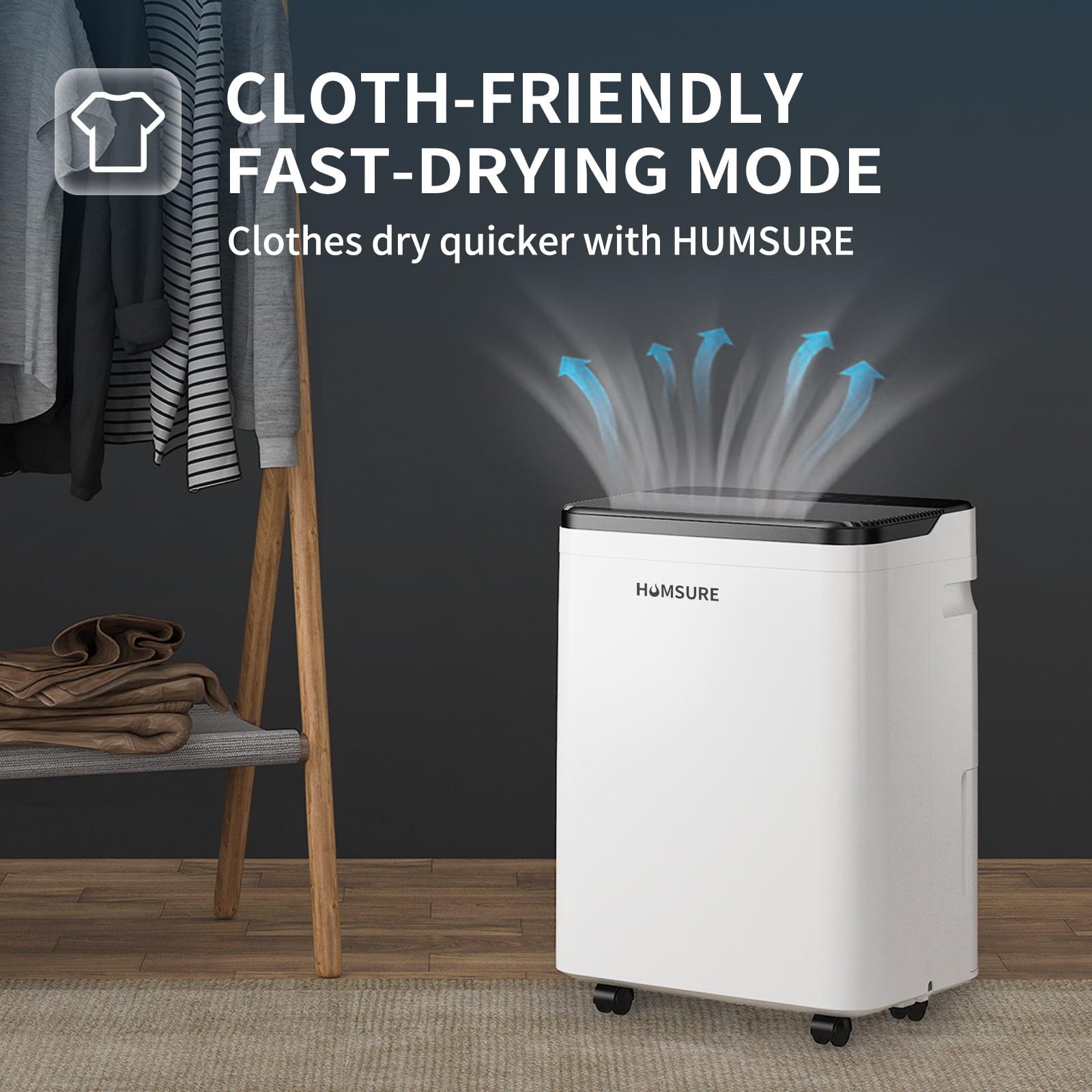 HUMSURE Dehumidifier 50 Pint Intelligent Humidity Control, 4,500 sq. ft. for Basements, Large Rooms, Bathrooms, Max Moisture Removal 70 Pints (95 