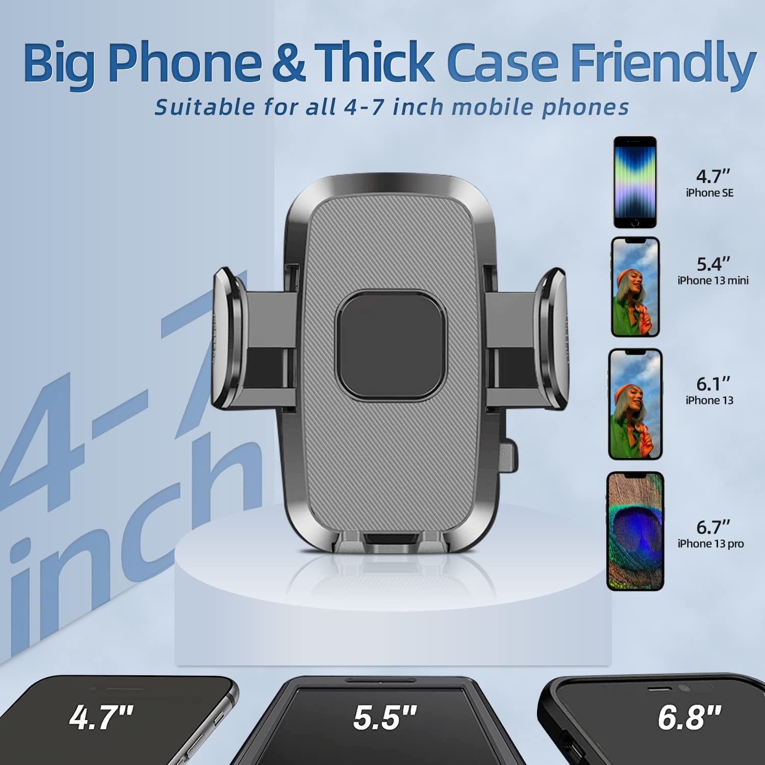 Charmount Car Phone Holder Mount, Cell Phone Holder for Car Dashboard Windshield Air Vent Compatible with iPhone 13 Pro Max 12 11 X XS XR 8 7, Samsung Galaxy S21 S20 S10+ All Phones