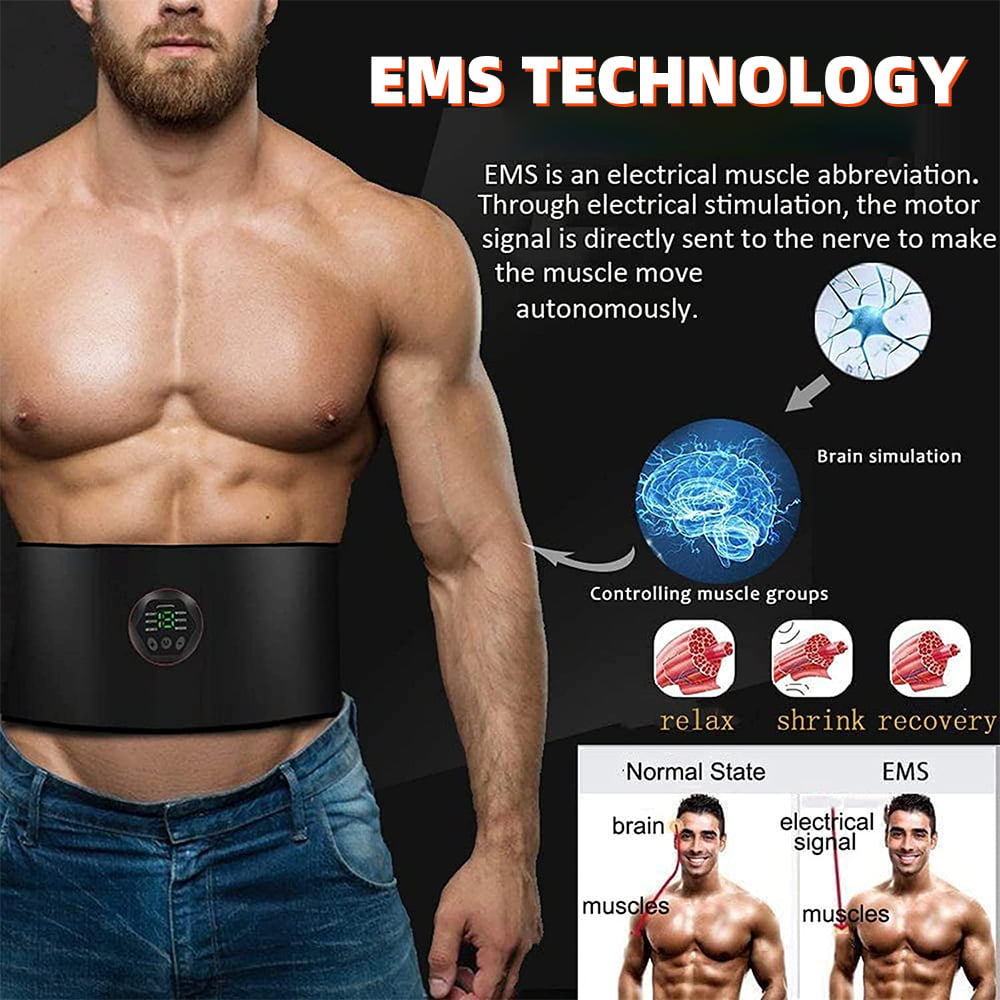 Wireless Ab Belt Abdominal Muscle Toner, EMS Smart Fitness Belt, Portable Ab Stimulator with 6 Modes 15 Intensity Levels Toning Belt, Fitness Workout Equipment for Men Women