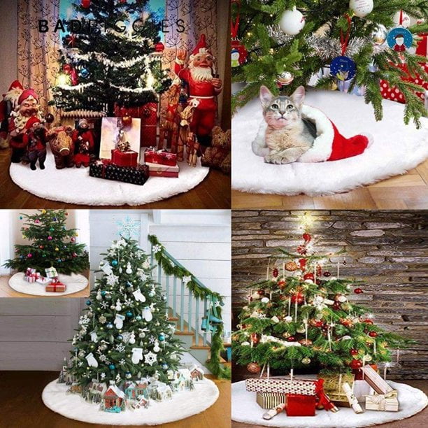 48inch 120cm Pure White Wet Wool Christmas Tree Skirt Decorations Holiday Decorations Christmas Tree Skirt