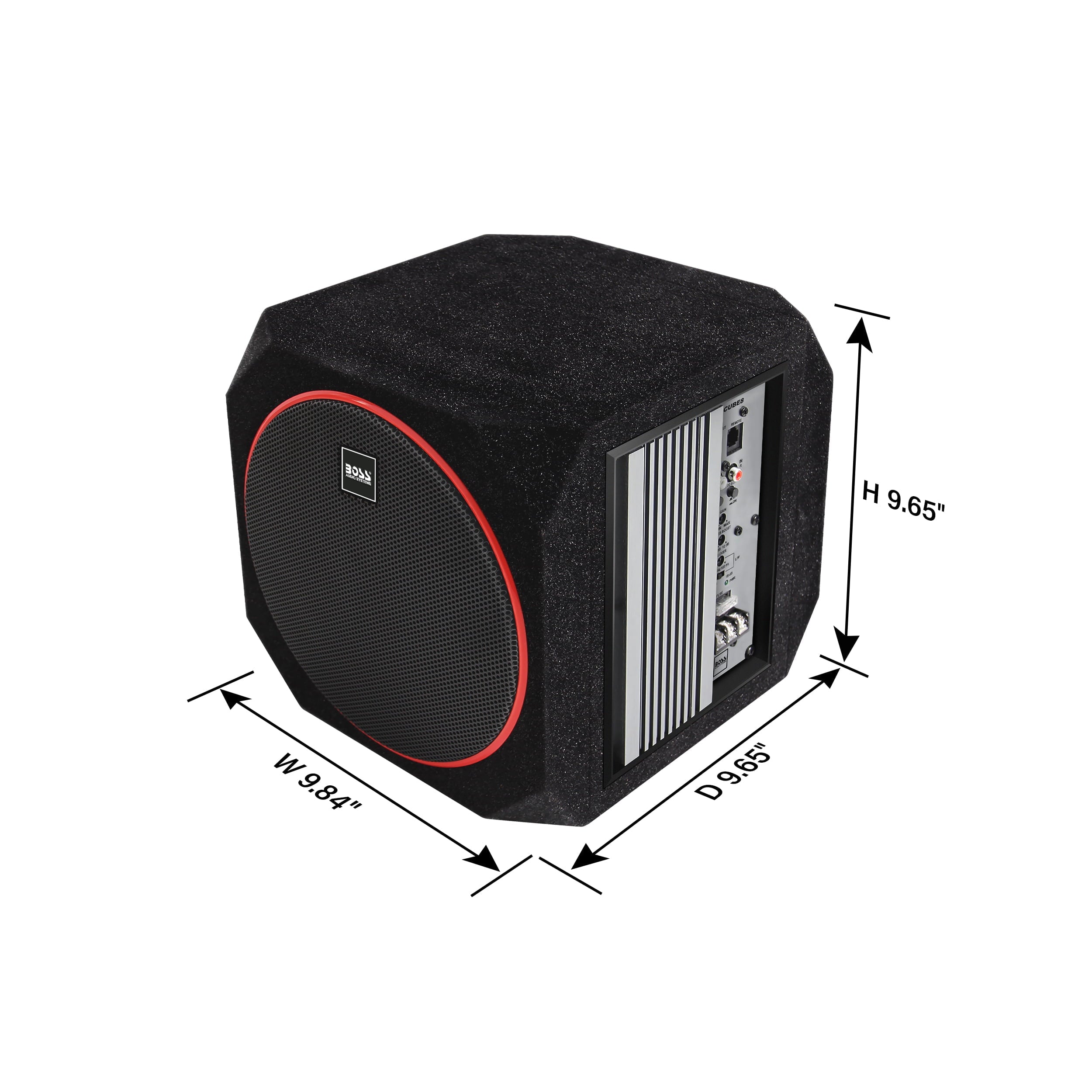 BOSS Audio Systems CUBE8 8 Inch Car Audio Subwoofer and Amplifier Package – Powered, Built-in Amplifier, Passive Radiator, Remote Subwoofer Control, For Truck, Boxes and Enclosures