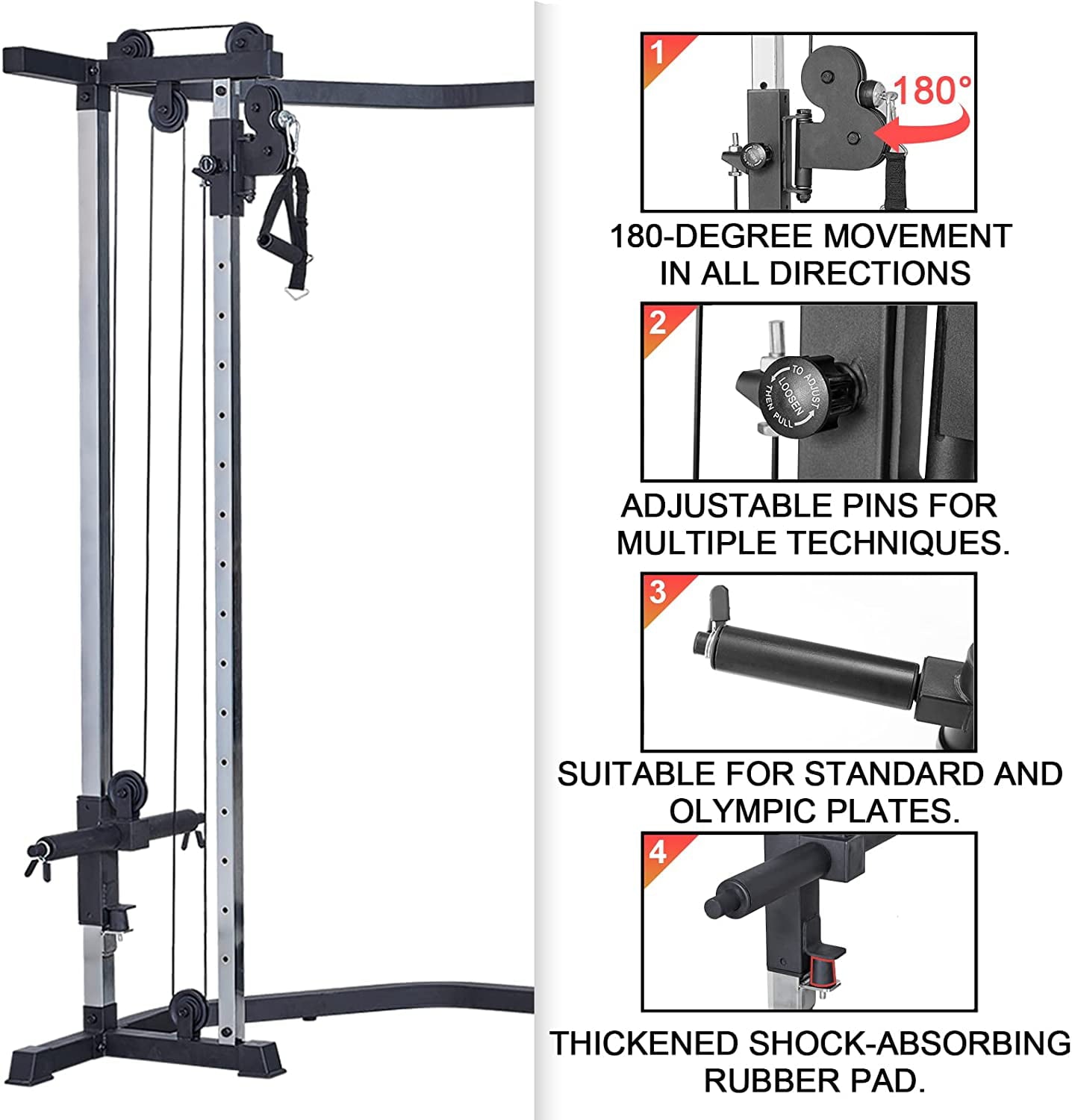 papababe Power Cage, Squat Rack with Cable Crossover Machine Power Rack with LAT Pull Down Attachments