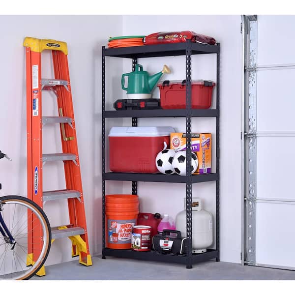 4-Tier Heavy Duty Boltless Steel Garage Storage Shelving Unit in Black (36 in. W x 72 in. H x 18 in. D)