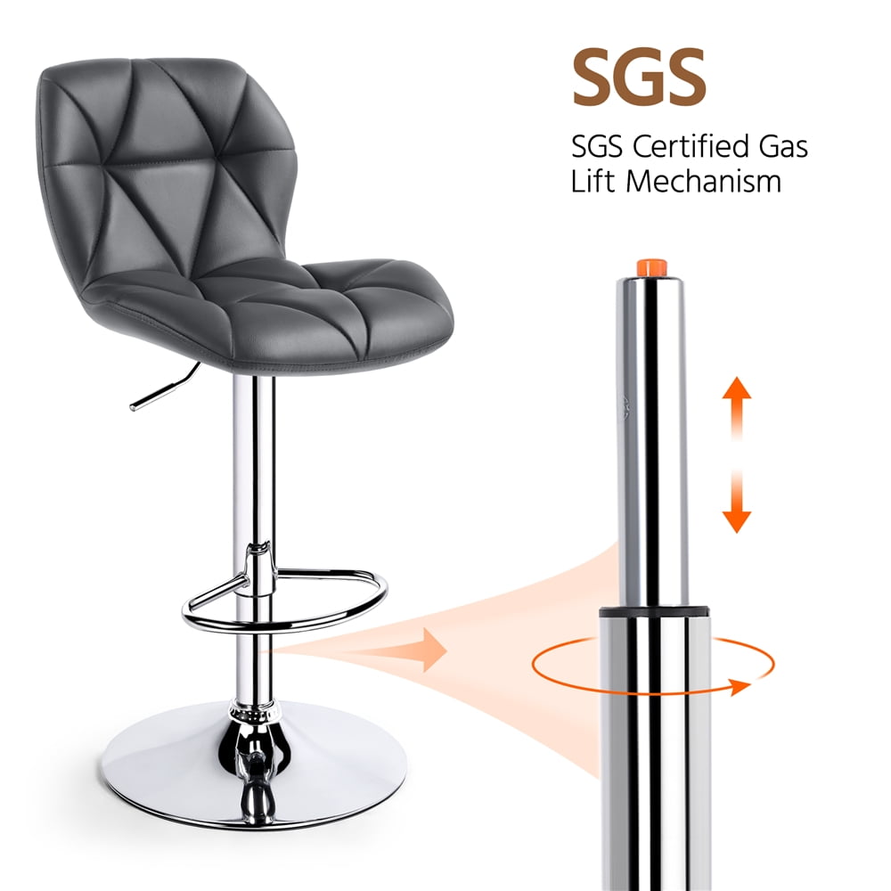 Alden Design Adjustable Counter-Height Faux Leather Modern Barstool, Set of 2, Gray