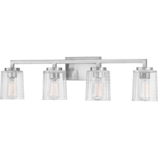 Westlyn 4-Light Brushed Nickel Vanity Light with Clear Optic Glass Shades