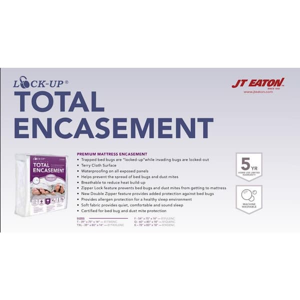 Lock-Up Total Encasement Bed Bug Protection For Extra Large Twin Mattress