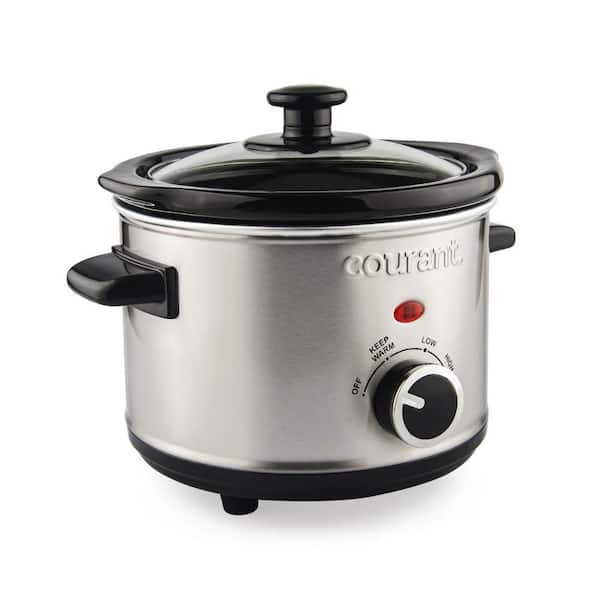 1.6 qt. Mini Slow Cooker Crock, Warm Settings, Stainproof Stoneware Pots, Stainless Steel