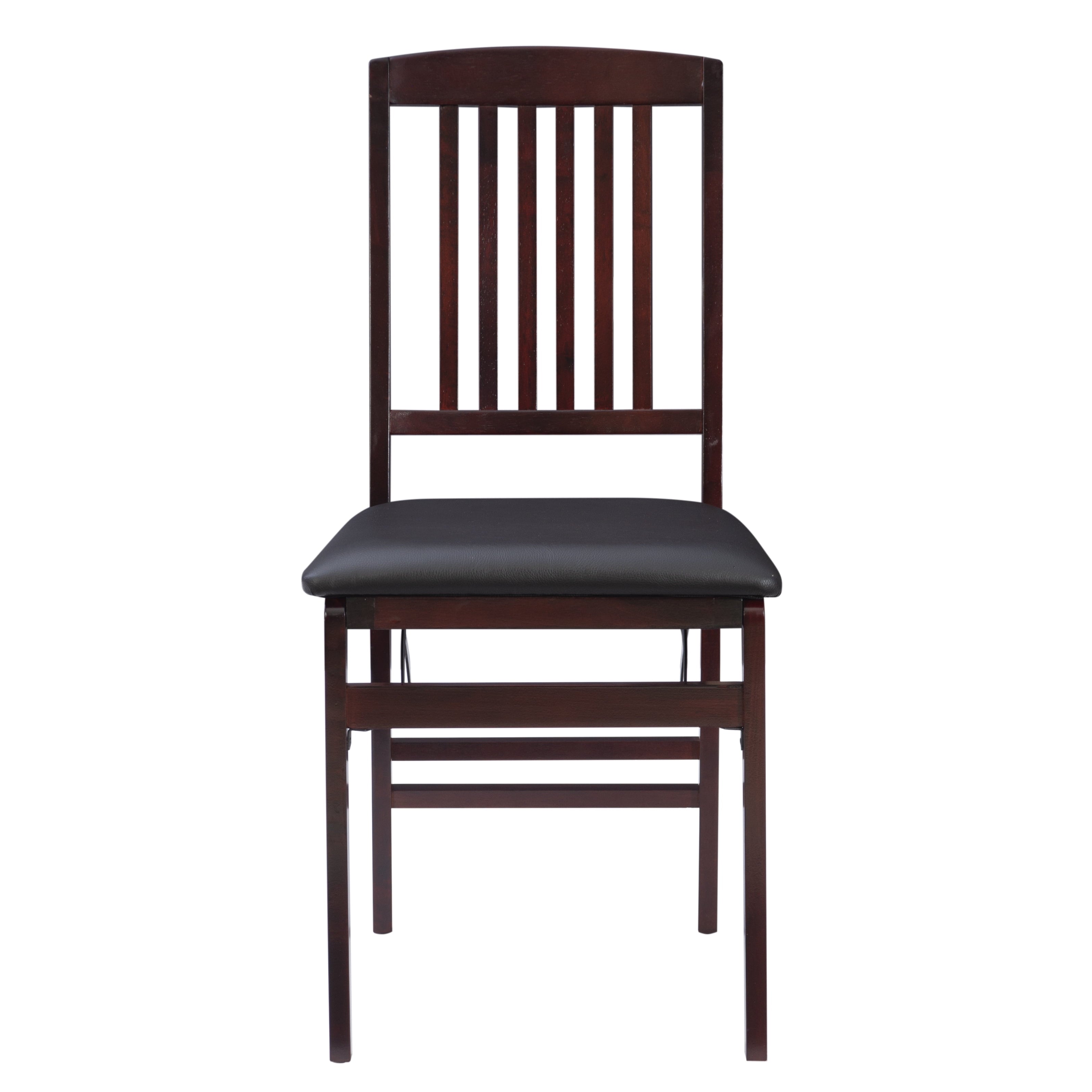 Linon Lafitte Folding Dining Chair, Set of 2, Dark Brown Faux Leather