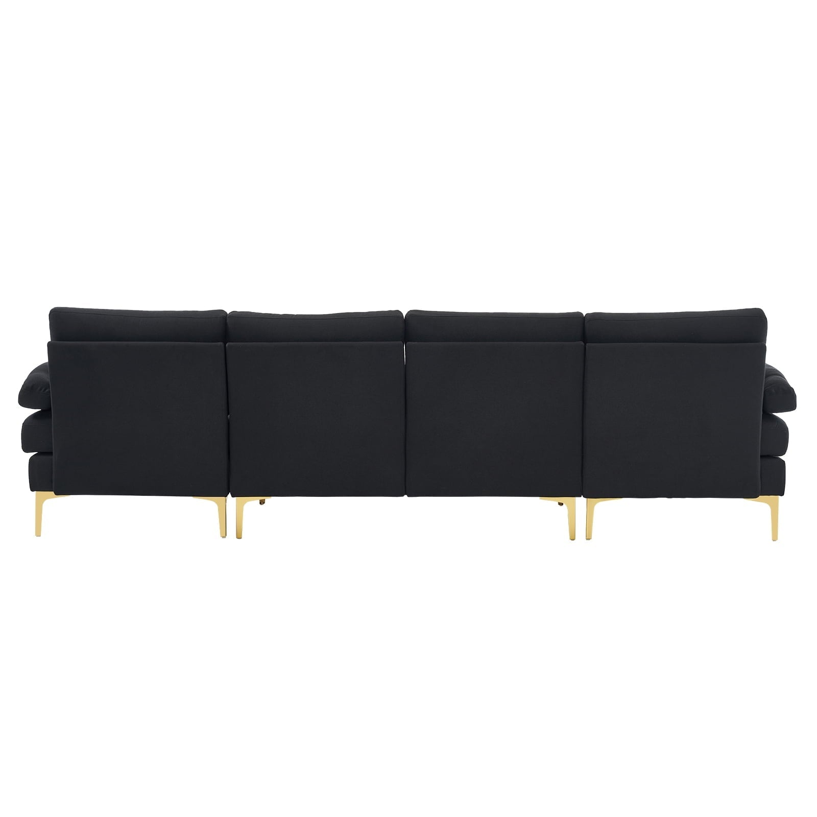 Zimtown Convertible Sectional Sofa,U Shaped Couch with Double Reversible Chaise, Soft Linen Fabric Sectional Couch with Metal Feet Black
