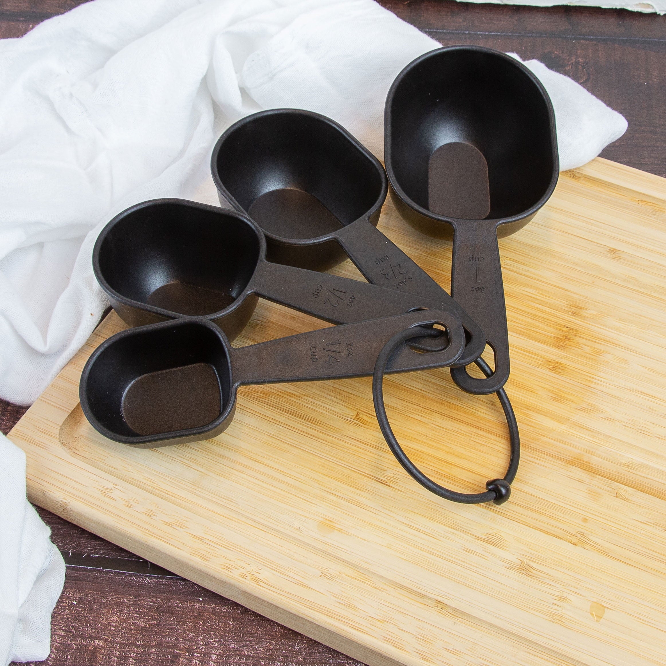 Mainstays 8-Piece Measuring Cup & Spoon Set, Raised Measurements, Black, Polypropylene