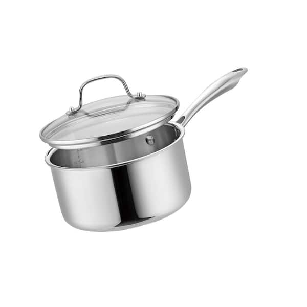 Tri-Ply 10-Piece Stainless Steel Cookware Set with Glass Lids