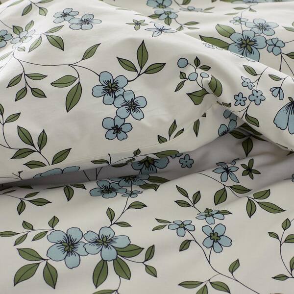 Company Cotton Remi Ditsy Floral Green King Cotton Percale Duvet Cover