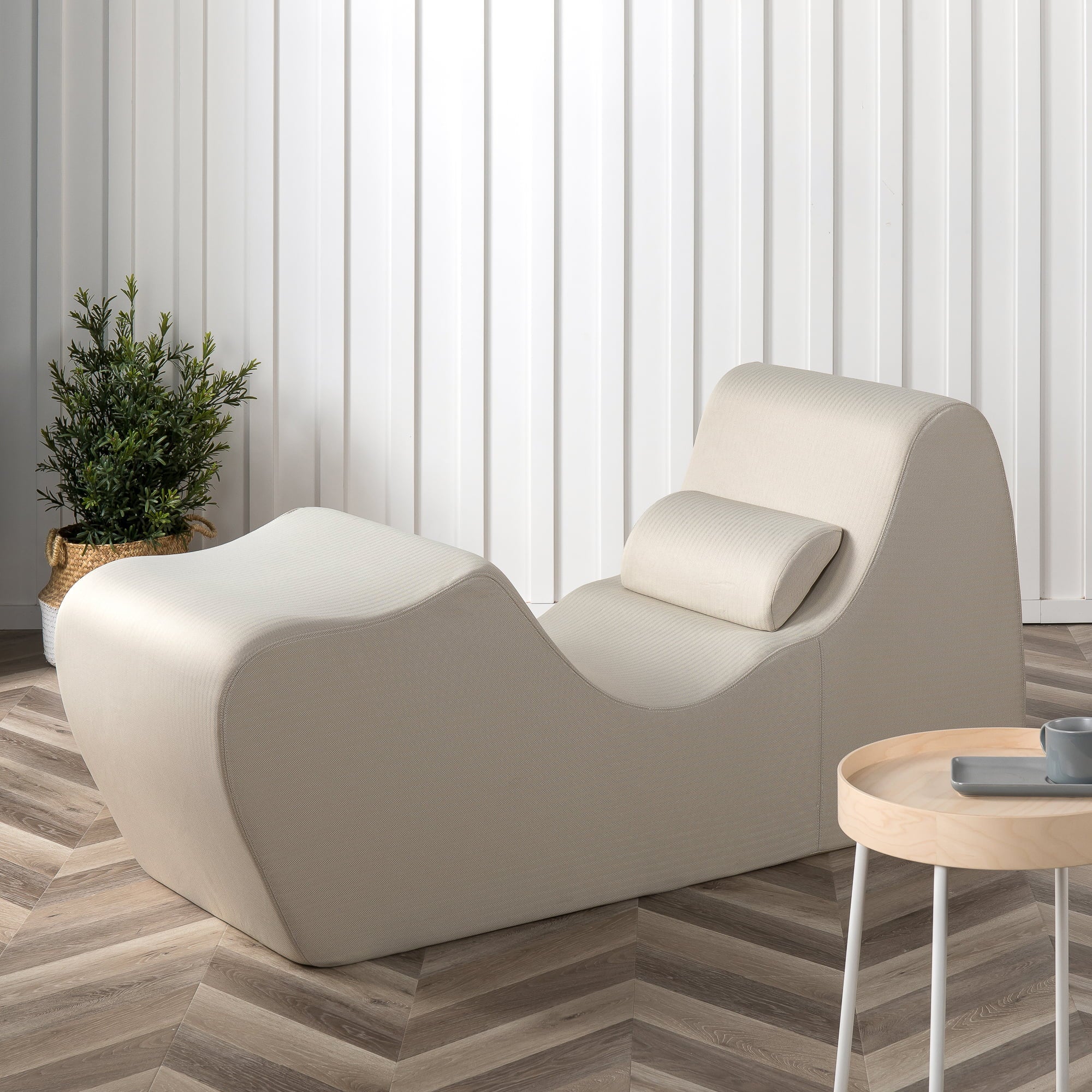 Zinus Lotus Zero Gravity Foam Chaise Lounger, Herringbone Oatmeal