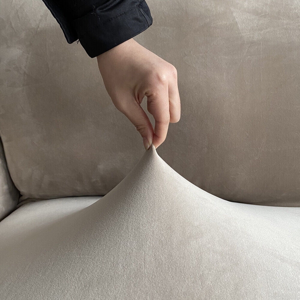 Stretch Velvet Club Sofa Chair Cover Tub Barrel Armchair Slipcover Dining Room Removable Washable Sofa Couch Cover(Light Brown)