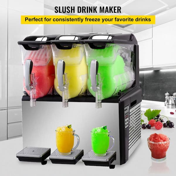 Slushy Machine 1014 oz. Triple Bowl Margarita Frozen Drink Maker 1250W Automatic Clean Snow Cone Machine