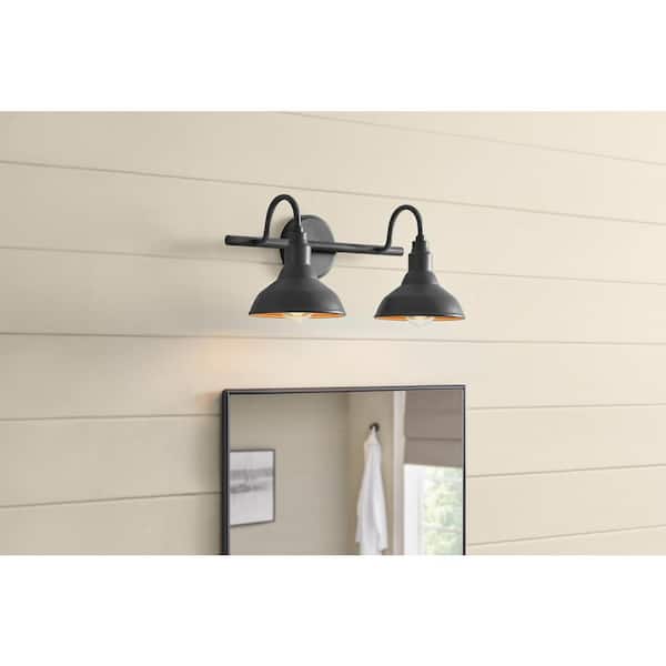 Kelford 18 in. 2-Light Black Vanity Bath Light