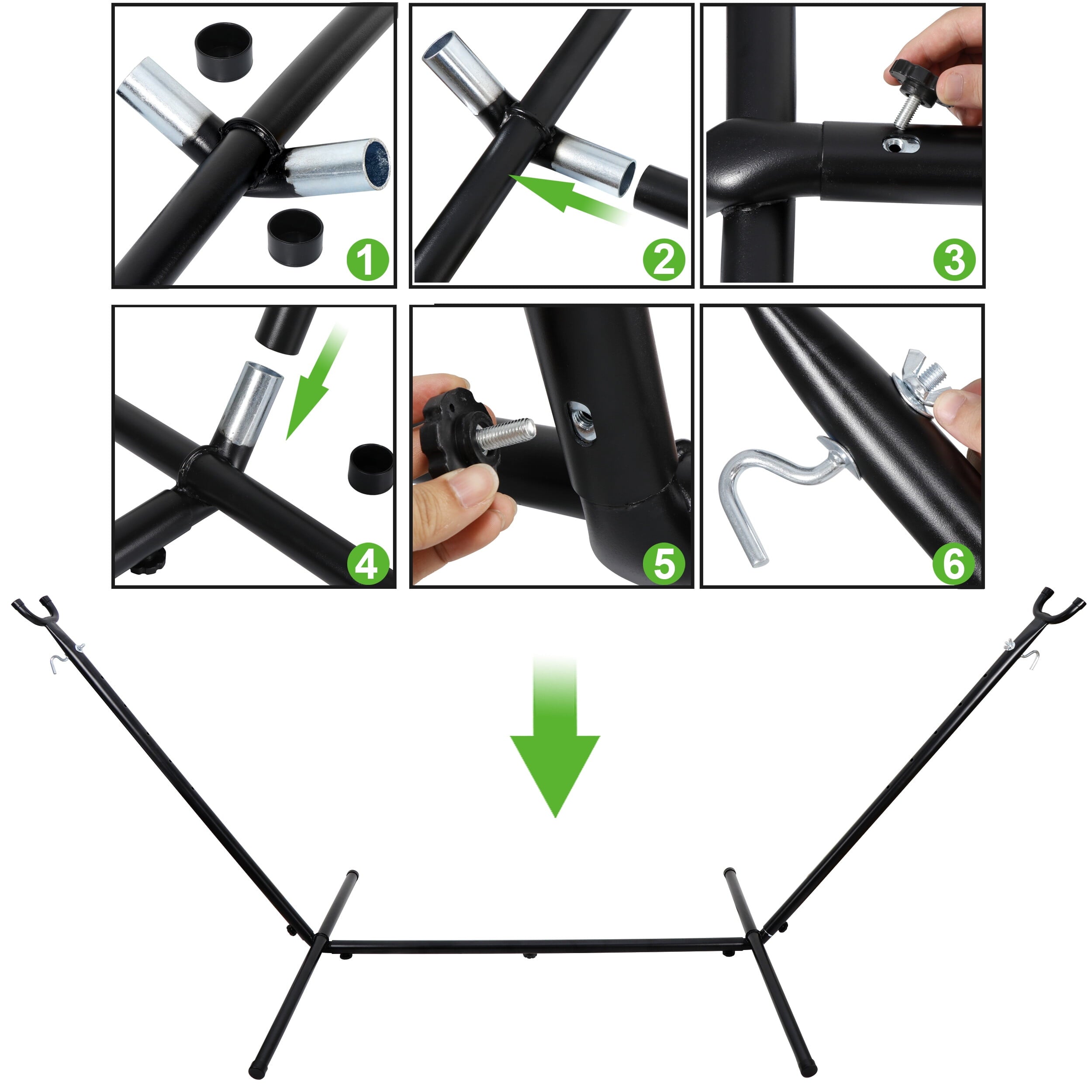 ZenSports 450lbs Adjustable 9FT Double Steel Hammock Stand Frame W/Portable Carry Bag, Black