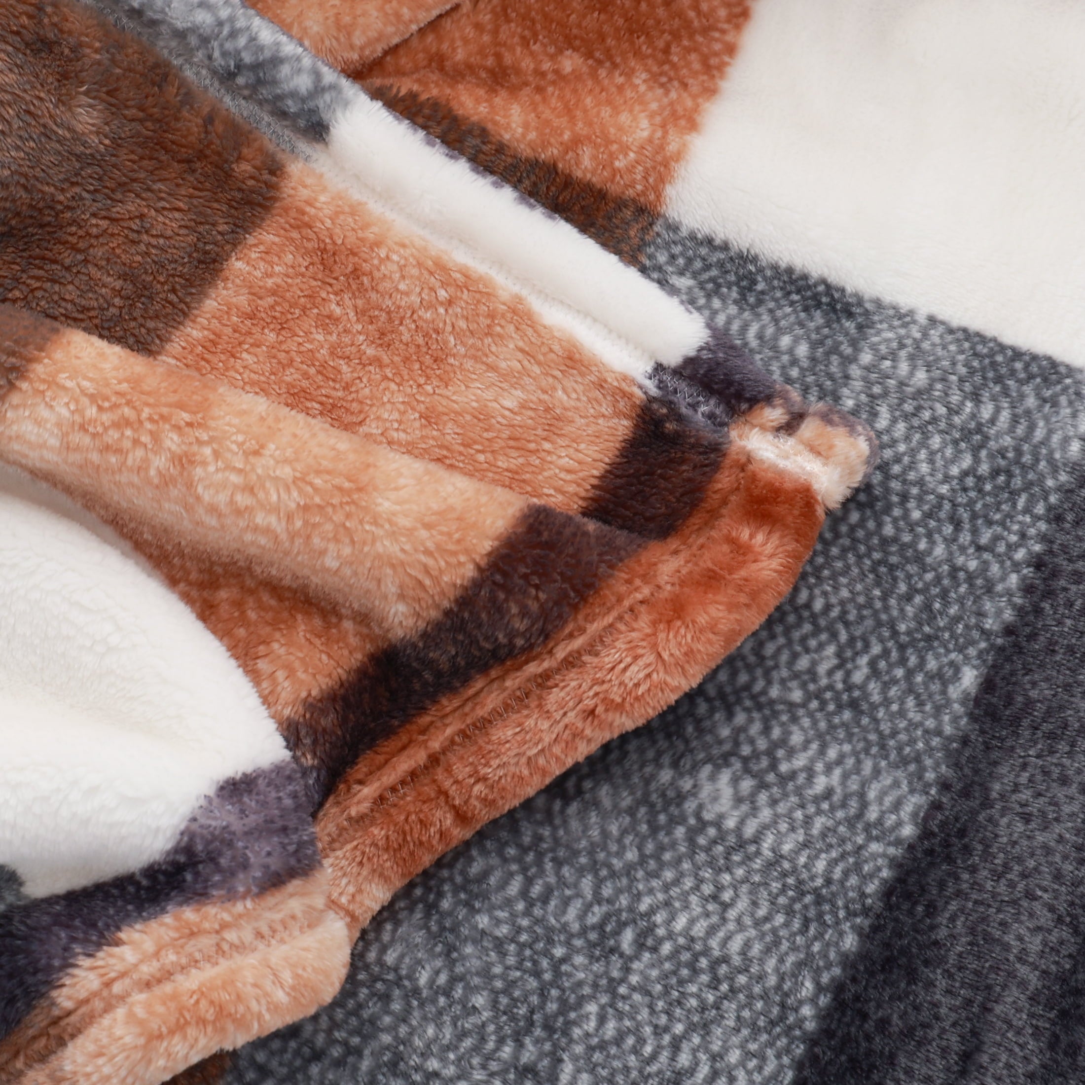 Better Homes & Gardens Heavyweight Recycled Polyester Velvet Plush Throw, Neutral Plaid, 50