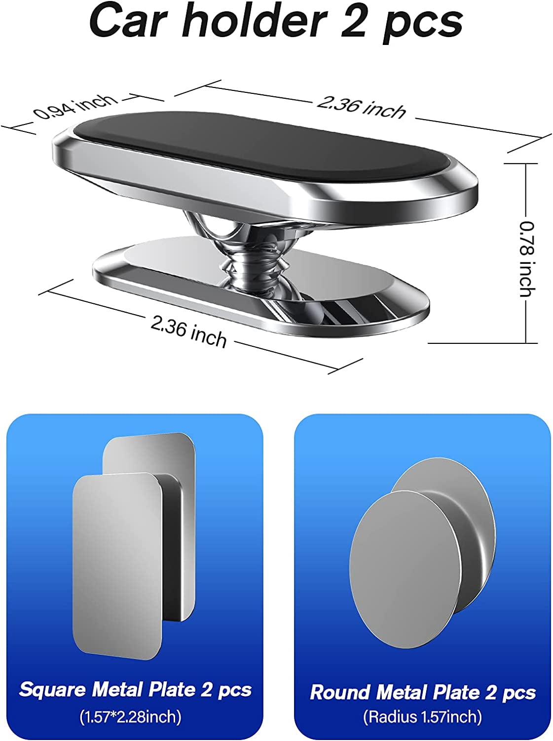 [2 Pack] Magnetic Phone Holder for Car[Upgrade Magnet] Phone Mount for Car,Car Phone Holder Mount 360 Adjustable, Dashboard Car Mount Fits Samsung iPhone etc All Smartphones