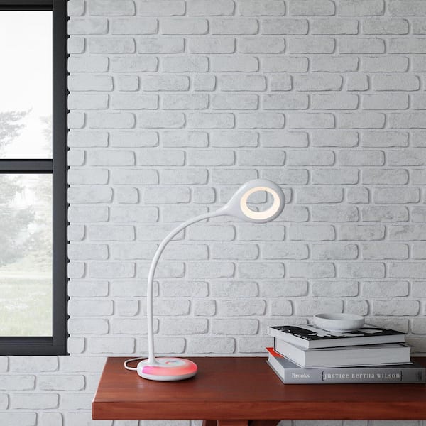 19 in. White LED Task Lamp with Color Changing