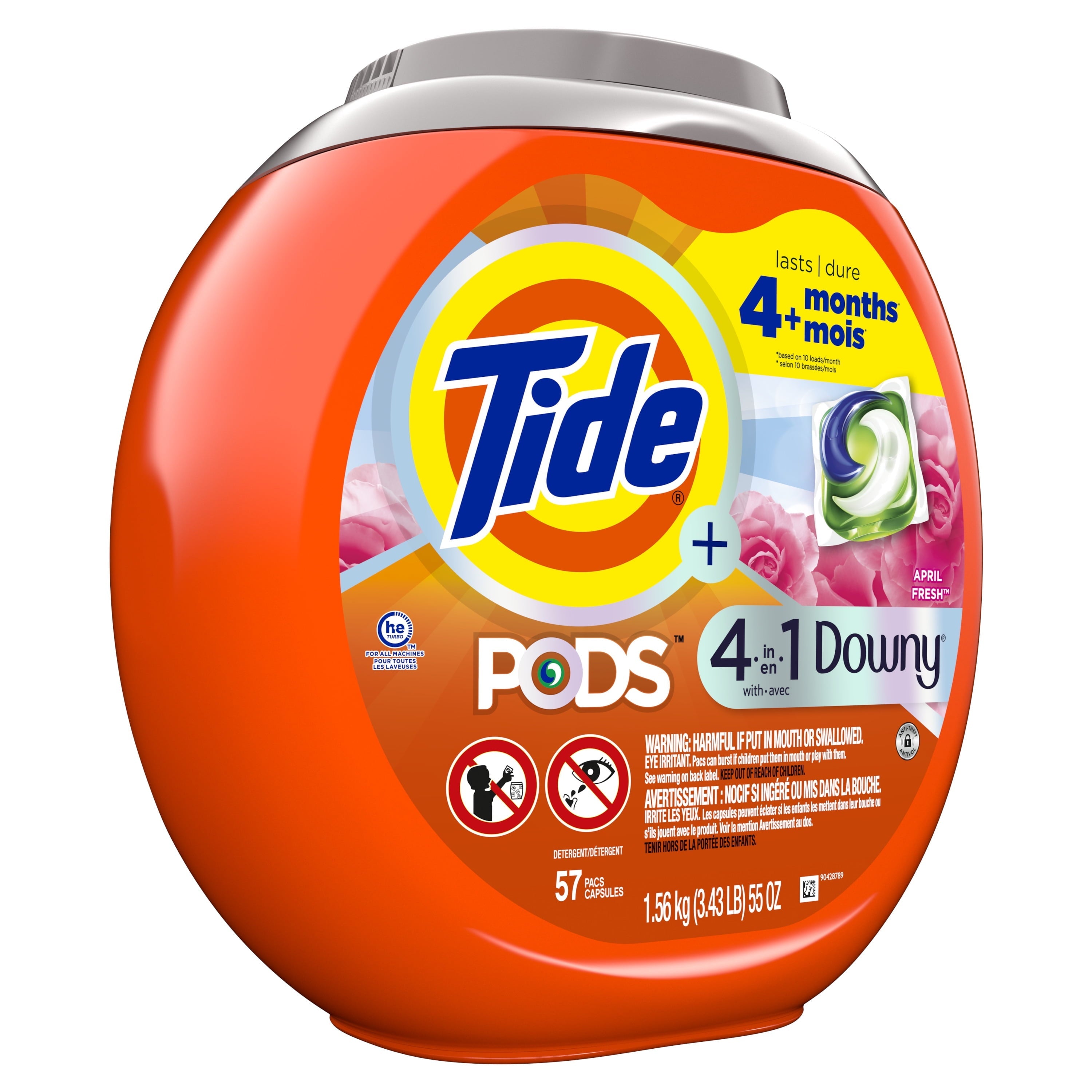 Tide Pods Laundry Detergent Soap Packs with Downy, April Fresh, 57 Ct