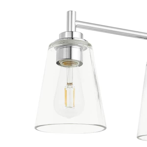 Wakefield 31 in. 4-Light Chrome Modern Vanity with Clear Glass Shades