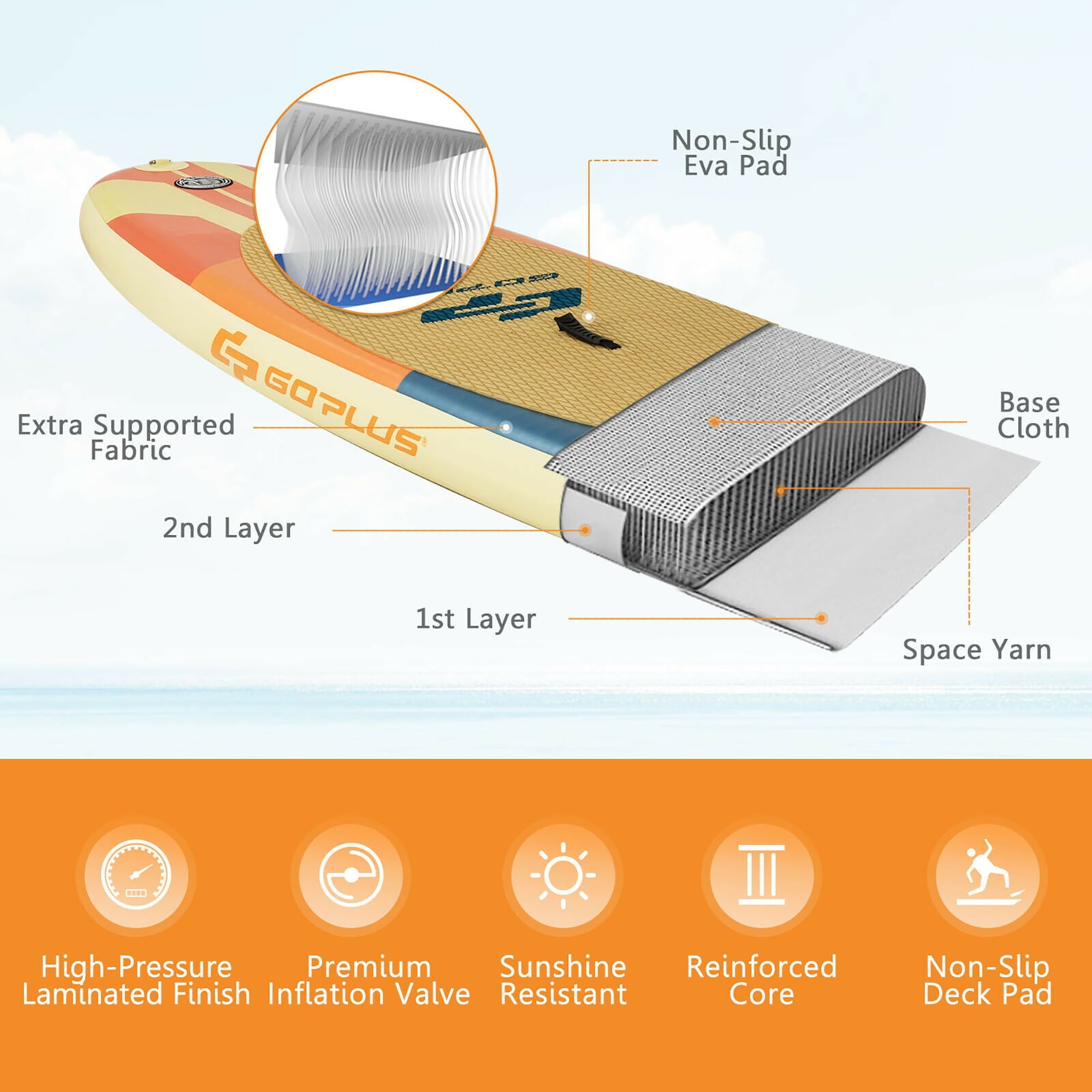 Goplus 10.5ft Inflatable Stand Up Paddle Board Surfboard with Bag Aluminum Paddle Pump