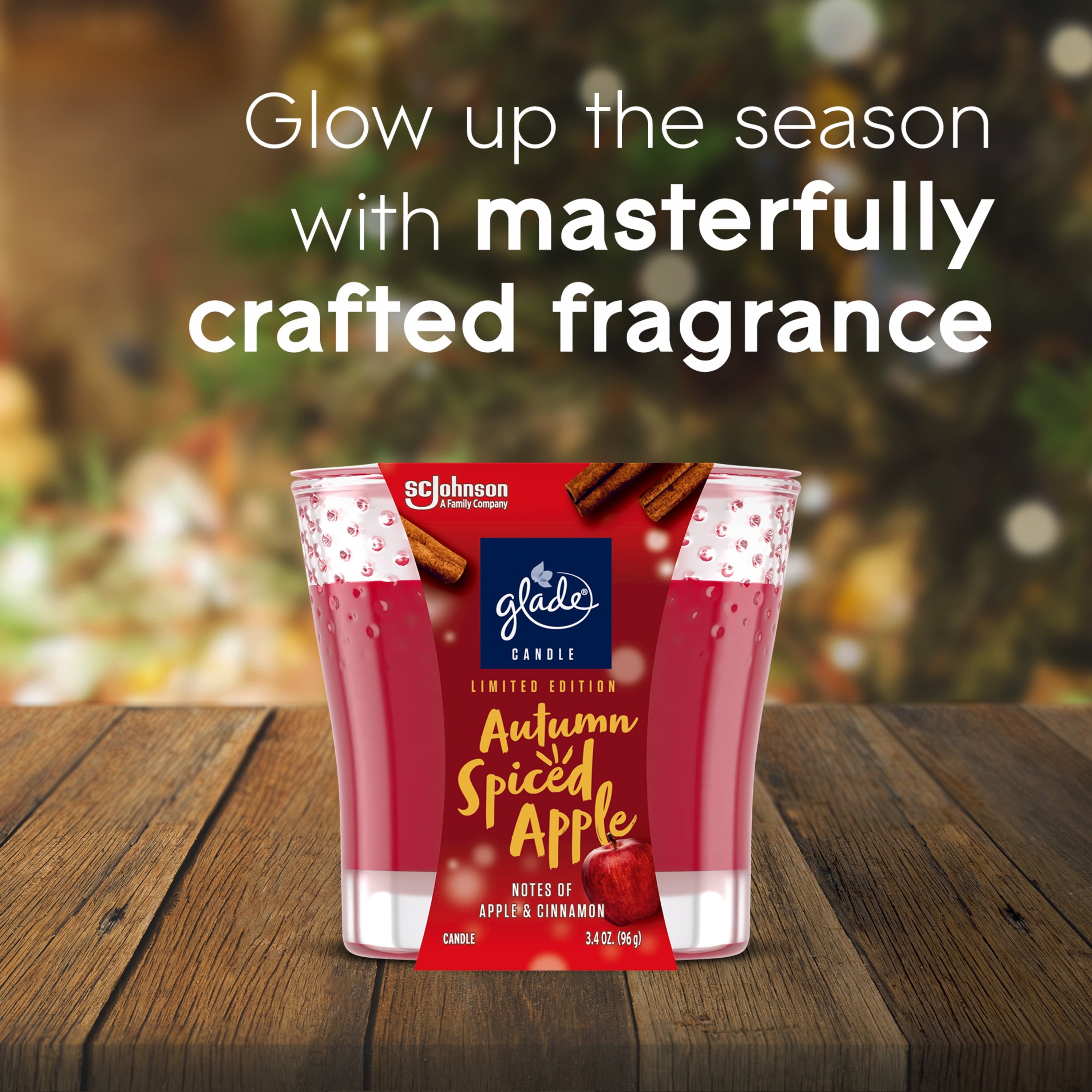 Glade 1 Wick Scented Candle, Autumn Spiced Apple, Fragrance Infused with Essential Oils, 3.4 oz