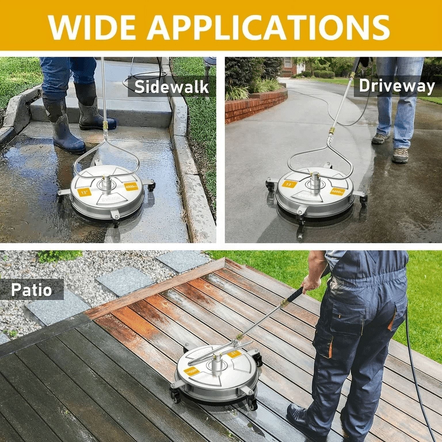 EVEAGE 13'' Pressure Washer Surface Cleaner, 4000PSI