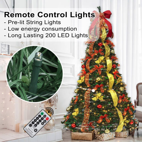 6.5ft Pop up Christmas Tree Prelit Pull up Christmas Tree with Light Party Decor