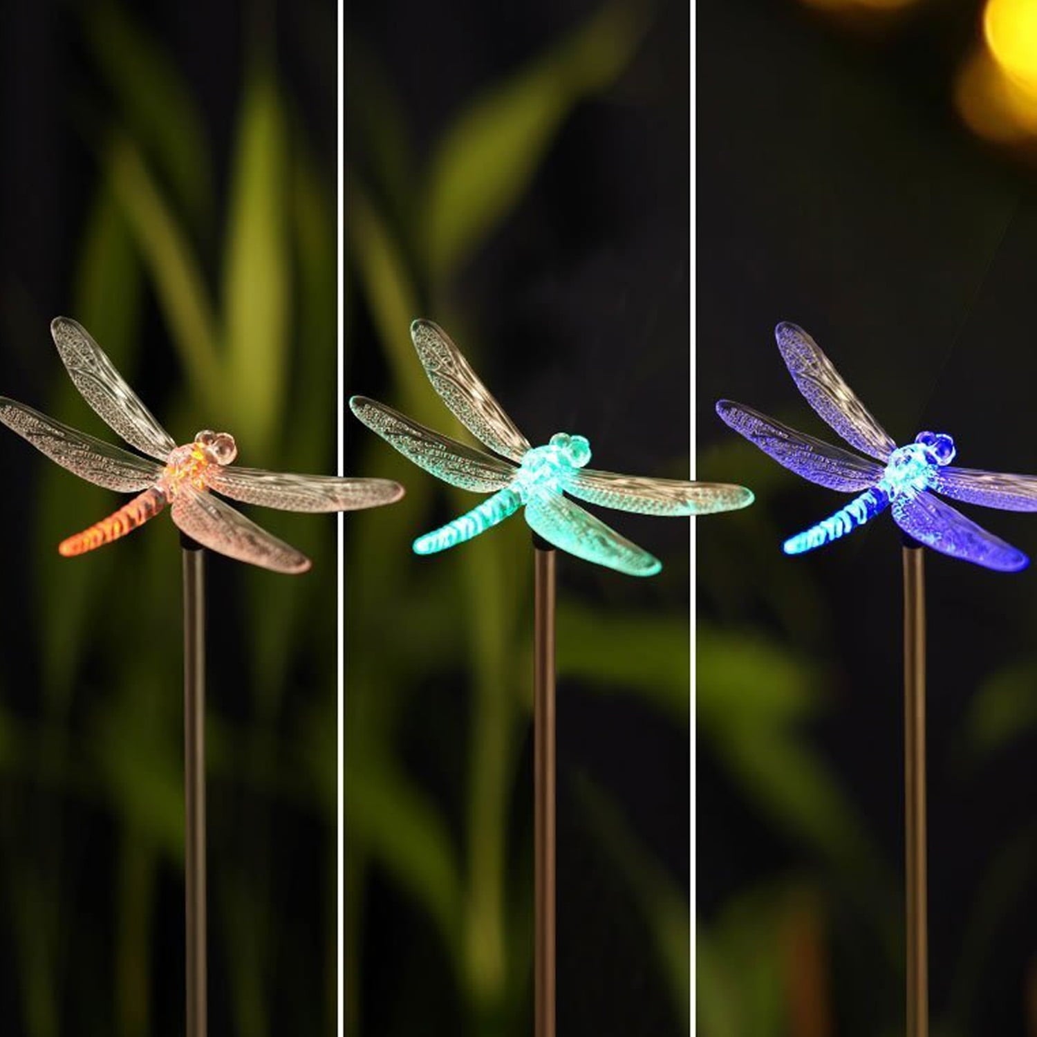 Outdoor Solar Garden Stake Light Solar Powered Color Changing LED Decorative Light Dragonfly for Christmas Garden Patio Decorations 1 Pack