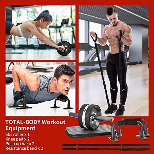 Abs Roller Wheel Kit, Exercise Wheel Core Strength Training Abdominal Roller ...