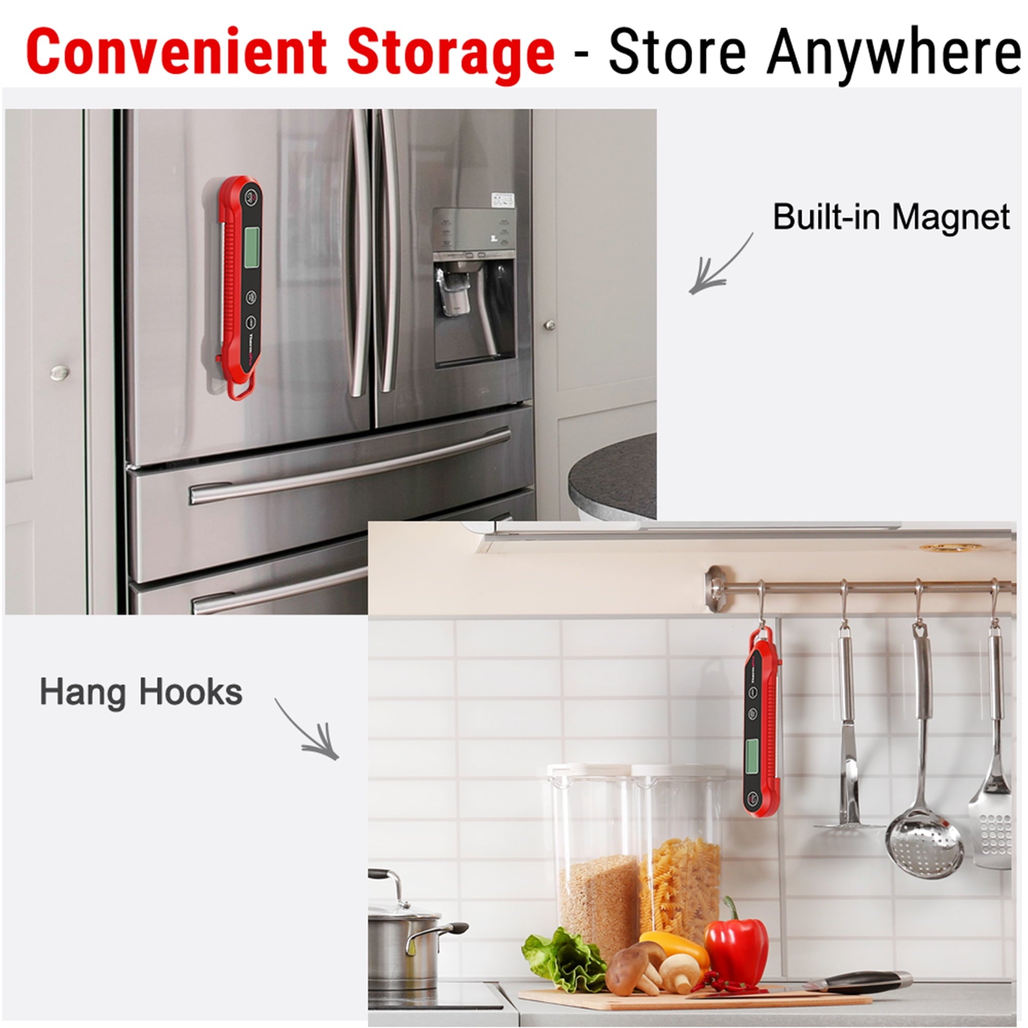 ThermoPro TP03HW Digital Meat Thermometer Waterproof Kitchen Food Thermometer with Calibration & Backlight for Grilling Smoker Oil Fry Candy Thermometer