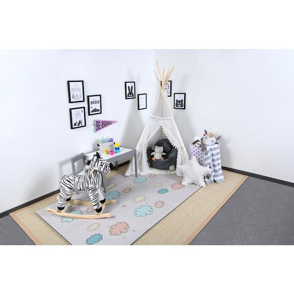 Reversible Clouds/Blue Children's Designer 24 in. x 24 in. x 0.47 in. Foam Mats (4-Pack)