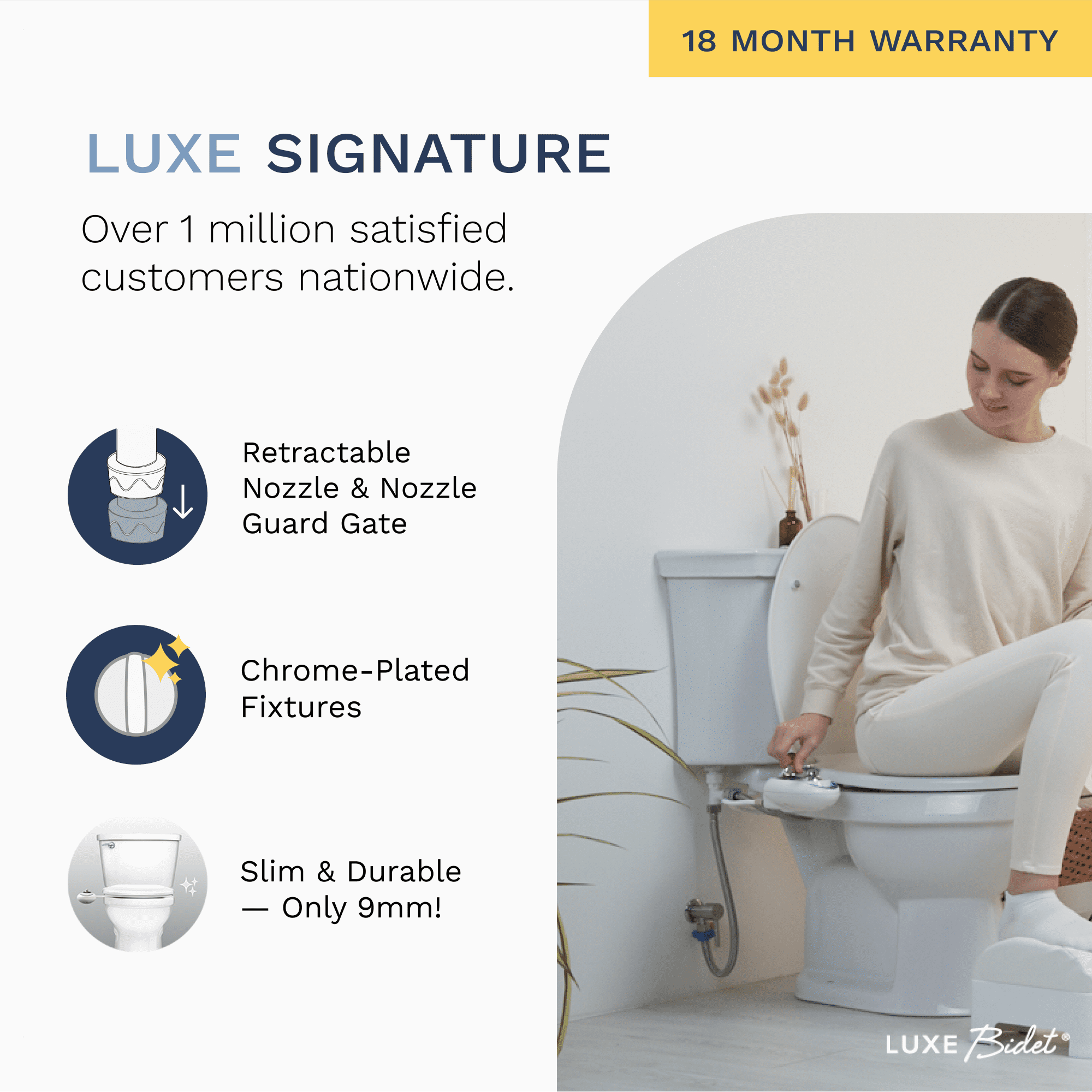 LUXE Bidet W85 Dual-Nozzle Self-Cleaning Bidet Attachment