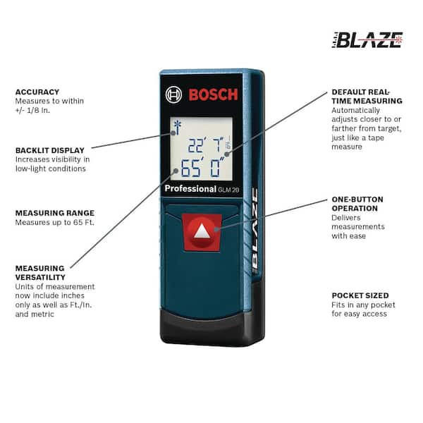 BLAZE 65 ft. Laser Distance Tape Measuring Tool with Real Time Measuring