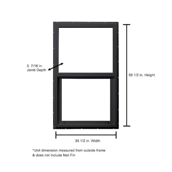 35.5 in. x 59.5 in. Select Series Vinyl Single Hung Black Window with HP2+ Glass