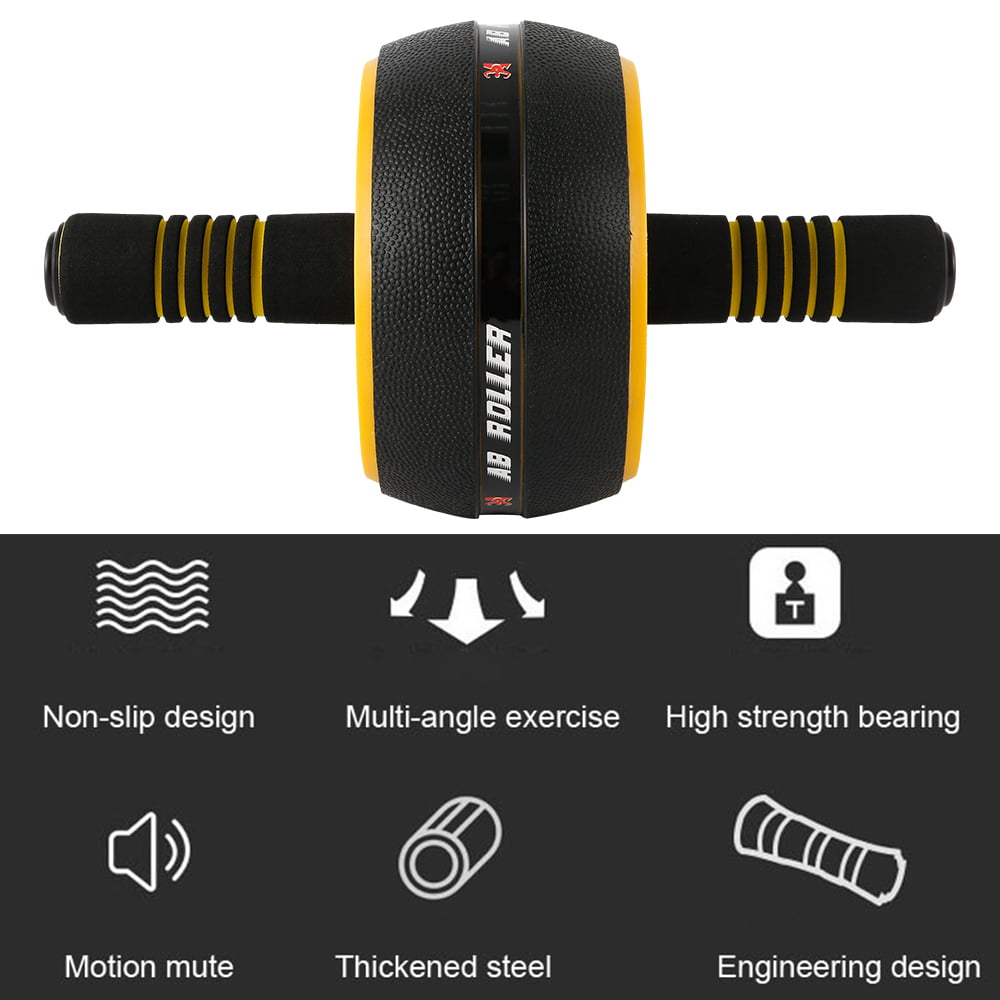 NKTIER Ab Roller Wheel,Ab Core Exercise Multifunctional Body Fitness Strength Training Equipment Anti-skid Texture Removable Handle Dual Glide Wheels With Thick Knee Mat Home Gym Strength Trainner