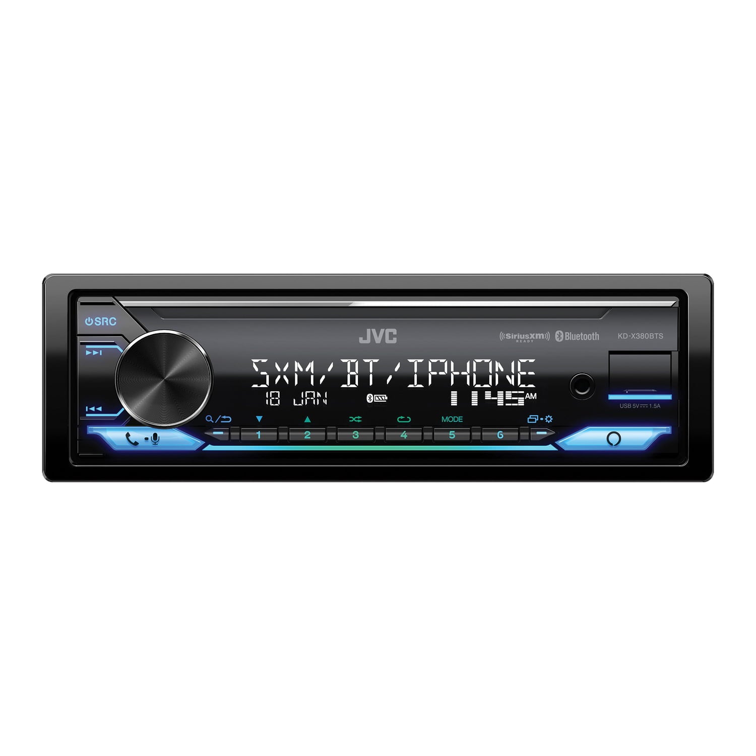 JVC KD-X380BTS KD-X380BTS Car In-Dash Unit, Single-DIN Digital Media Receiver with Bluetooth, Alexa Built-in, and SiriusXM Ready