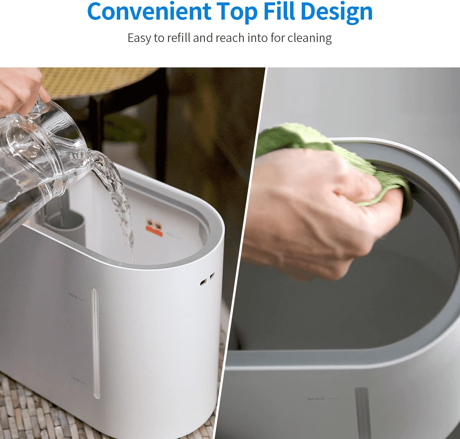 AIRROBO HU450 Ultrasonic Cool Mist Humidifier, 4.3L Top Fill Air Humidifier with 484 Sqft Room Coverage, 360° Nozzles, Waterless Auto Shut-off, White