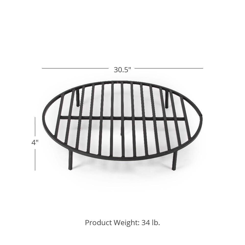 Titan Great Outdoors Round 30.5in Fire Pit Grate, Heavy Duty 1/2in Steel Elevated Log Wood Pit Grate, Burning Fireplace and Firepits
