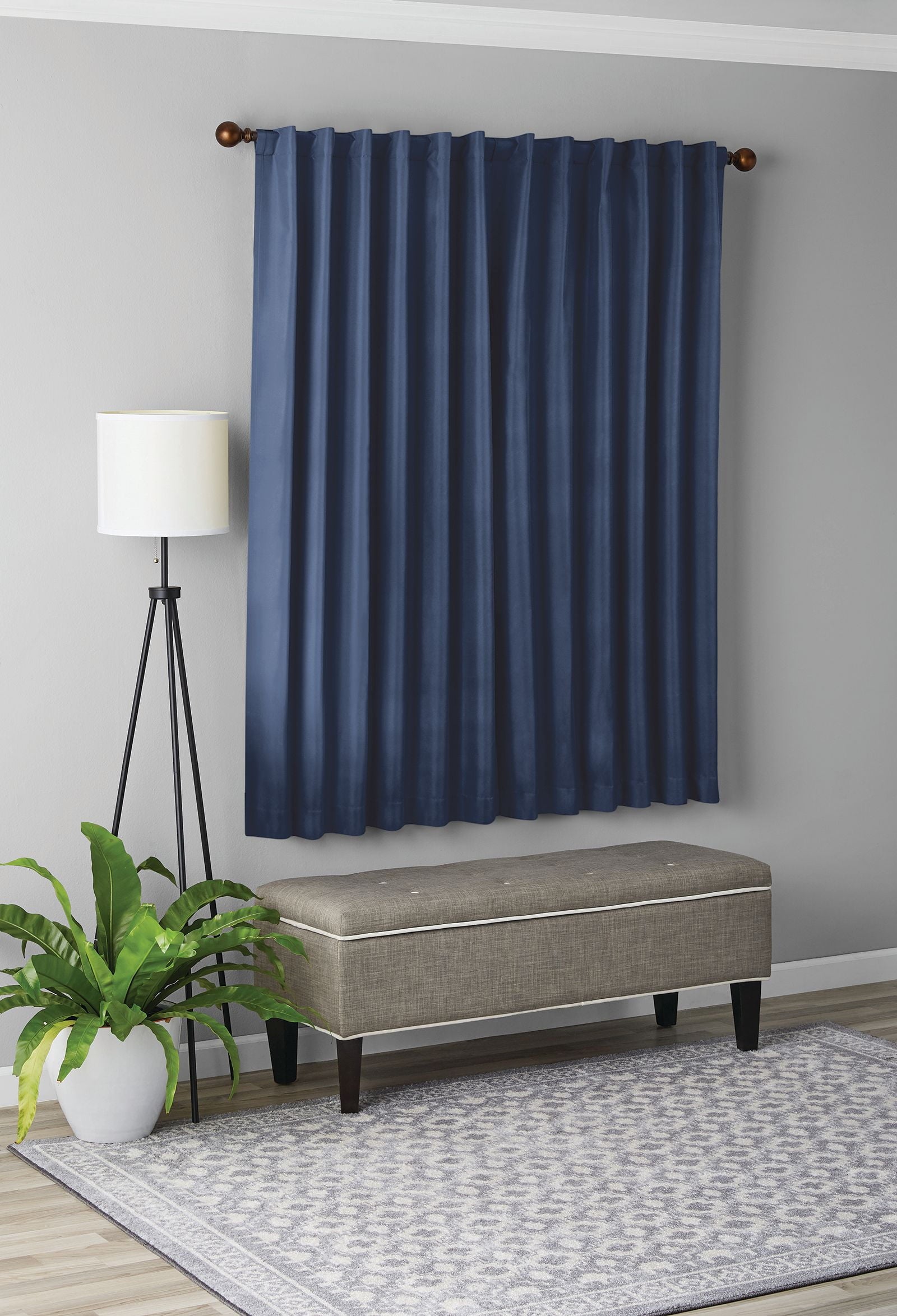 Mainstays Navy Blue Blackout Rod Pocket Panel Curtain, 50 in x 63 in