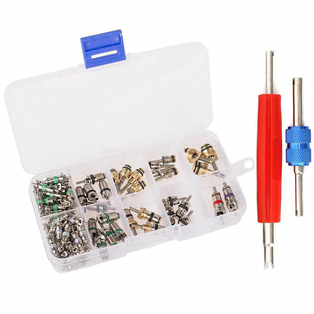 GLFILL 102X R134A Car A/C Air Conditioning Valve Cores Auto Air Con Tool Kit 1/4