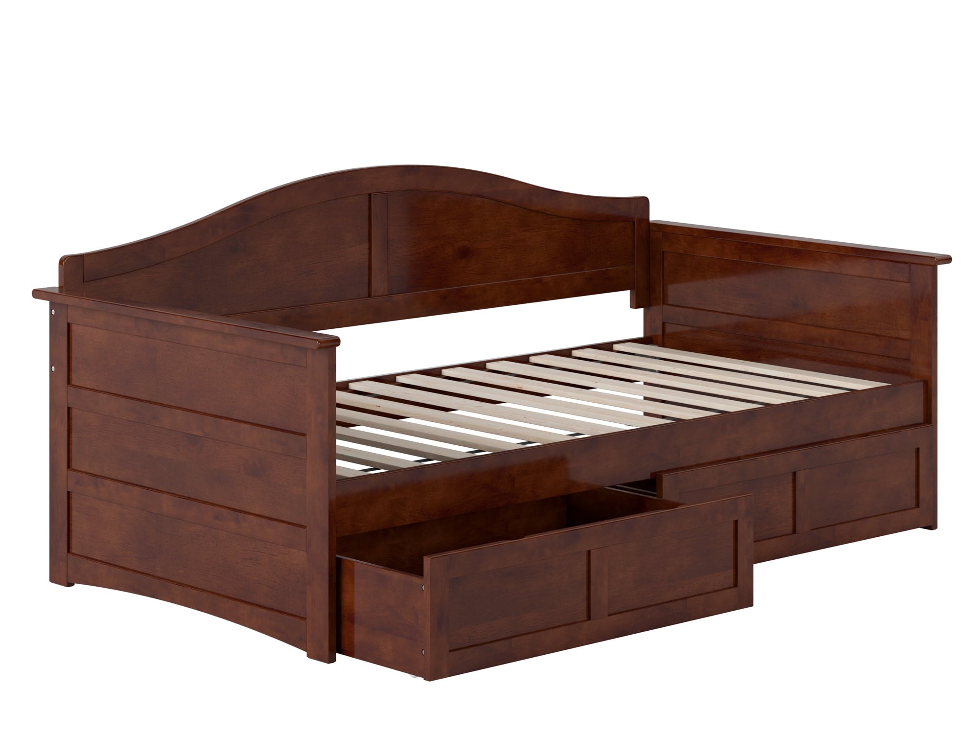 AFI Acadia Wood Twin Size Daybed Frame with 2 Storage Drawers Walnut