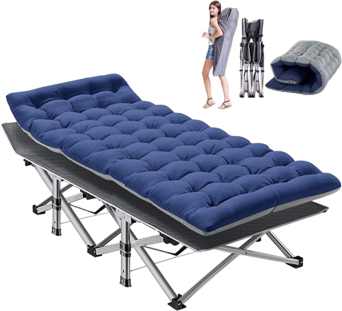 Folding Camping Cots for Adults Heavy Duty Cot with Carry Bag, Portable Sleeping