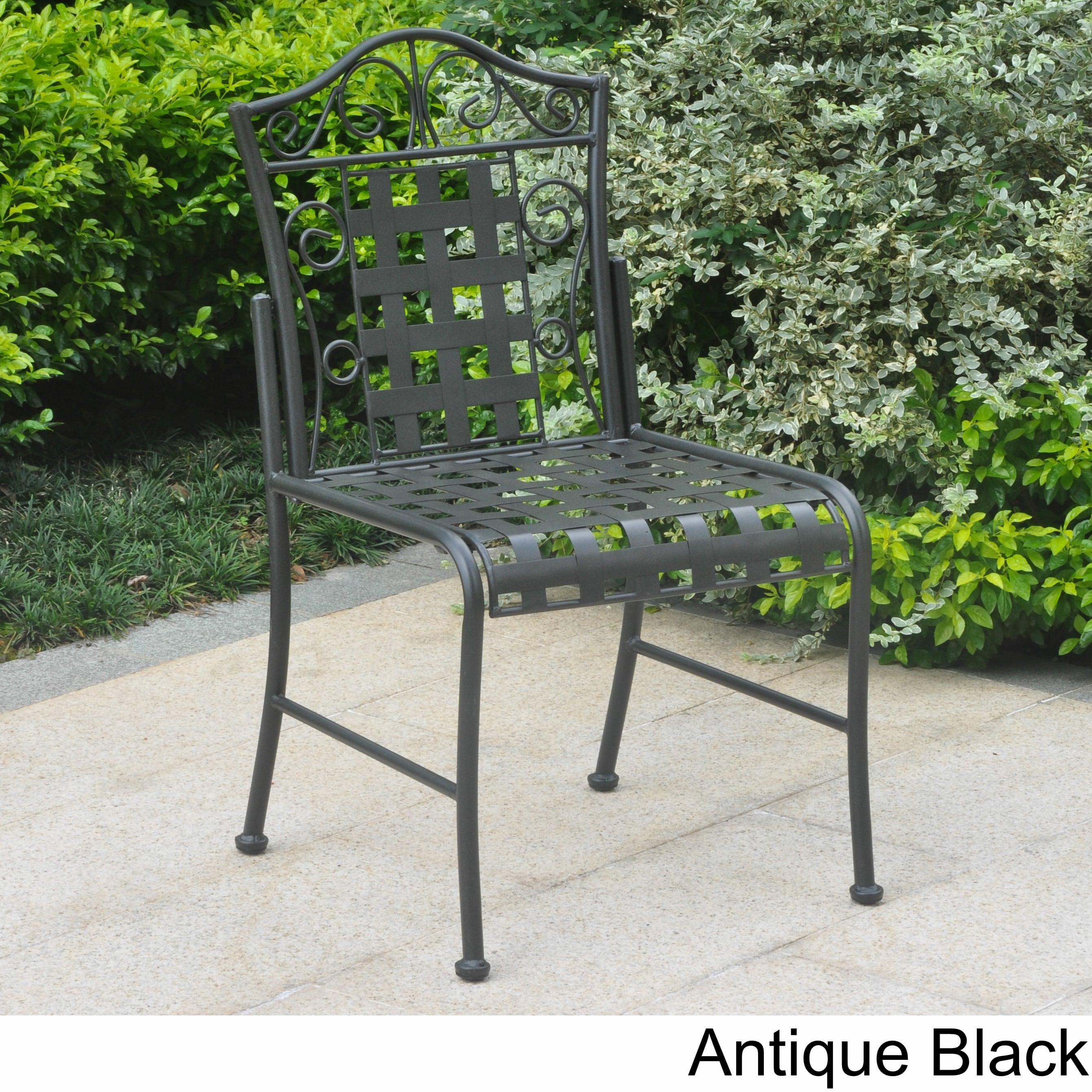 International Caravan 3473-2CH-HD-BZ Mandalay Iron Patio Bistro Chair, Bronze - Set of 2