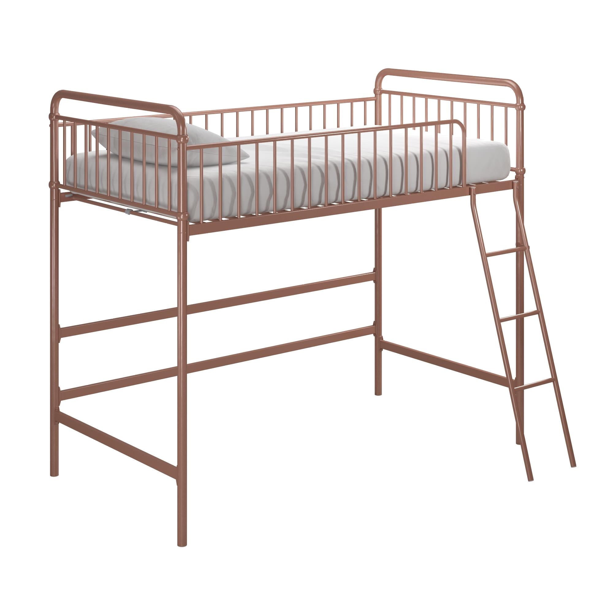 Better Homes & Gardens Kelsey Twin Metal Loft Bed, Rose Gold