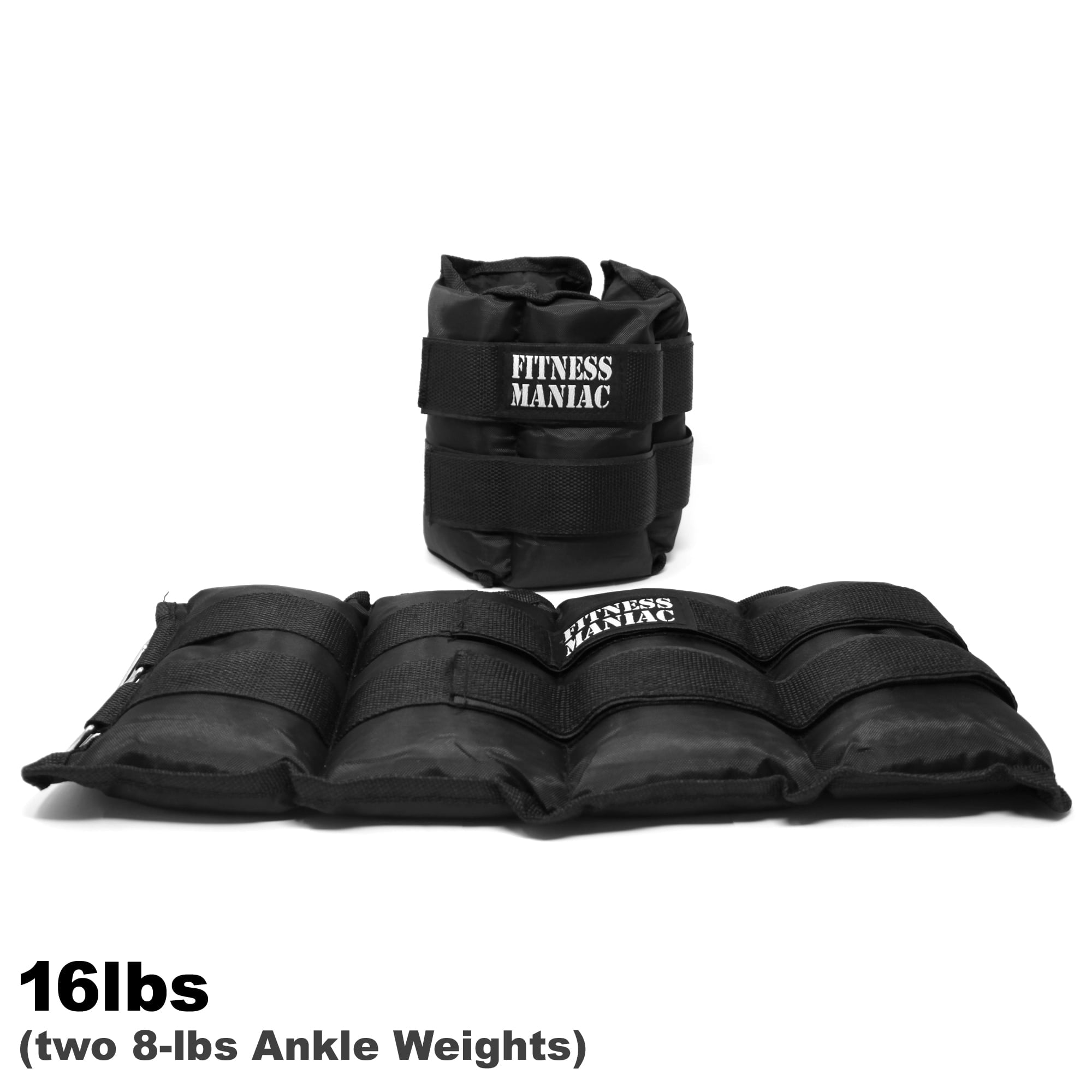 Fitness Maniac 16 lbs Adjustable Straps Ankle Weight Resistance Weight Pair Fitness Gym Workout