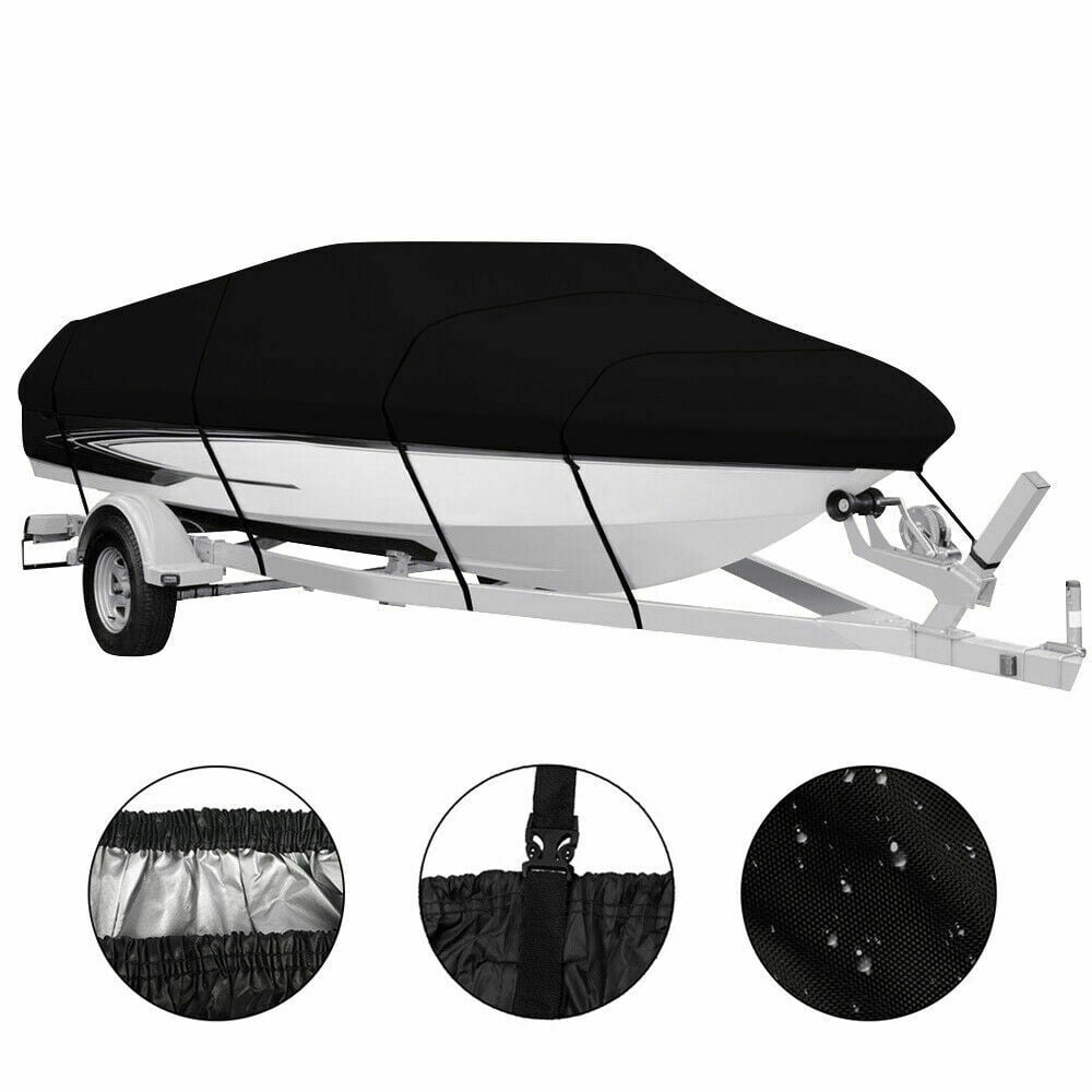 Waterproof Trailerable Runabout Boat Cover, Fit V-Hull Tri-Hull Fishing Ski Pro-Style Bass Boats Cover